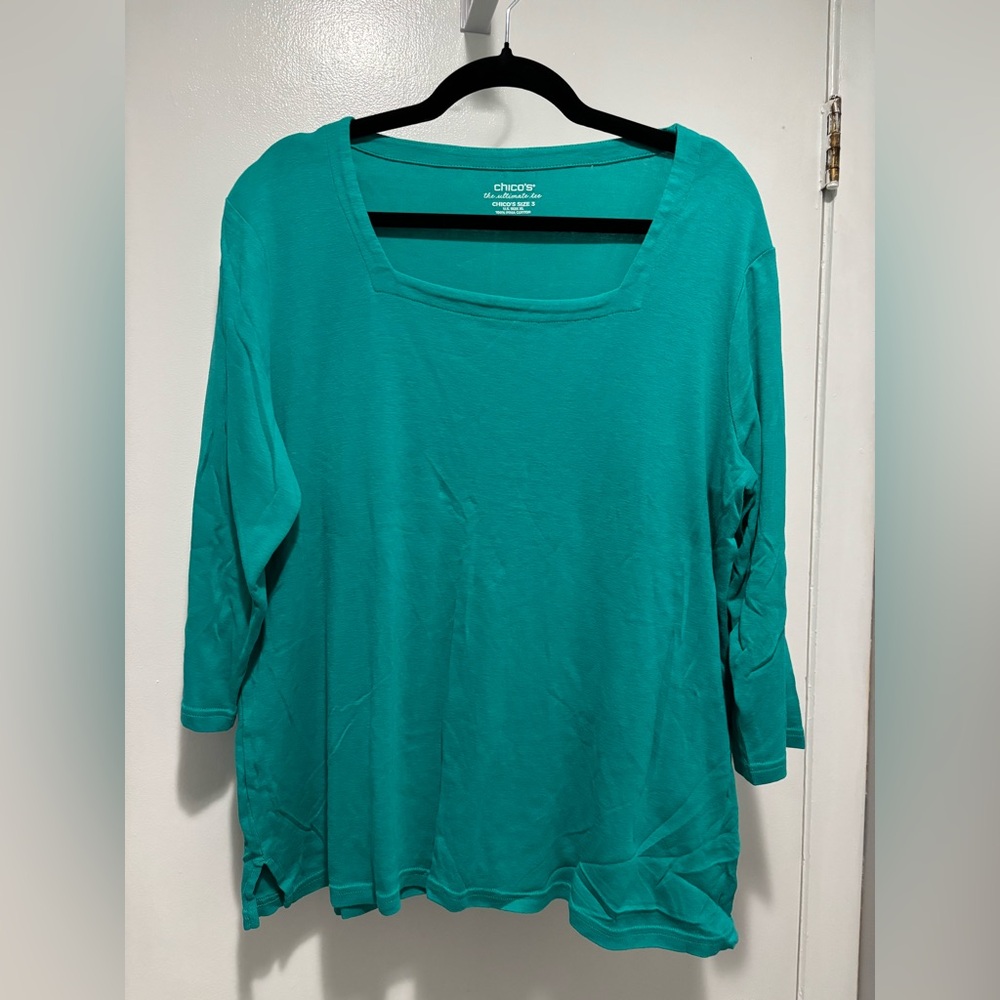 Chico's Vibrant Teal Long Sleeve Top Size 3